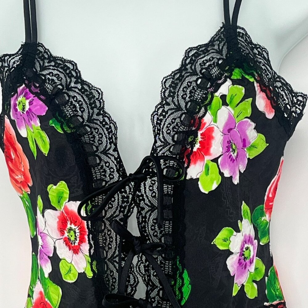 RARE Victorias Secret Y2K Floral Lace Bodysuit Lingerie Size S Black Vintage - Picture 4 of 6